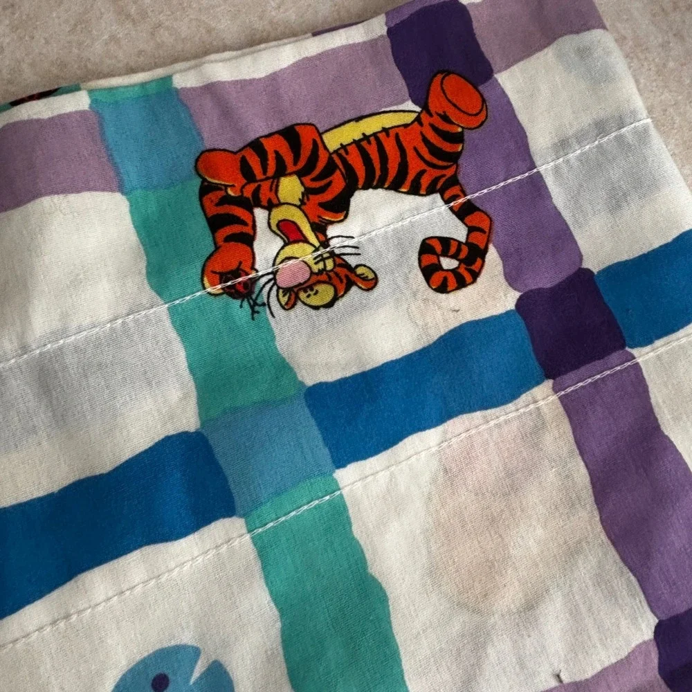 Vintage Disney Winnie the Pooh Tigger Plaid Window Valance Curtain 84x15 USA